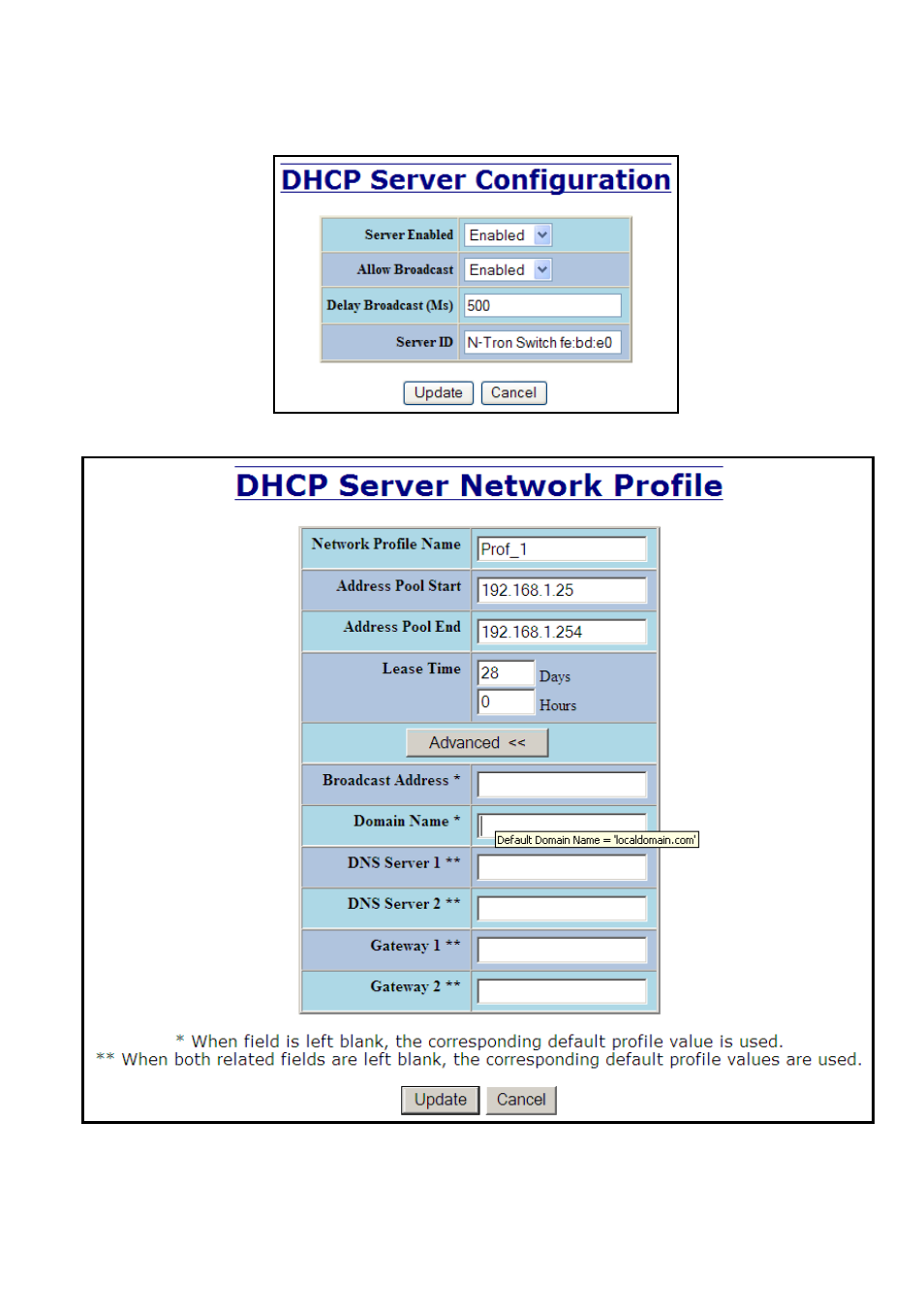 Dhcp – server – setup profiles, continued | N-Tron 710FX2 User Manual | Page 37 / 170