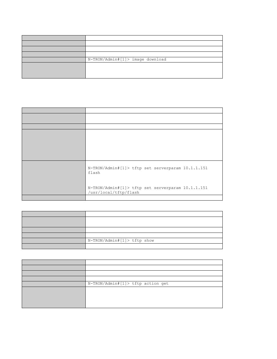 Image loader commands, Tftp commands | N-Tron 9000 User Manual | Page 105 / 145