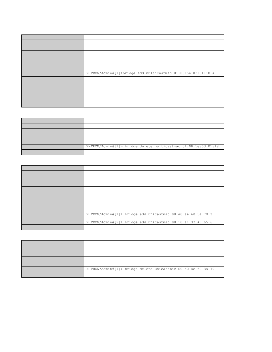 Bridging related commands | N-Tron 9000 User Manual | Page 123 / 145