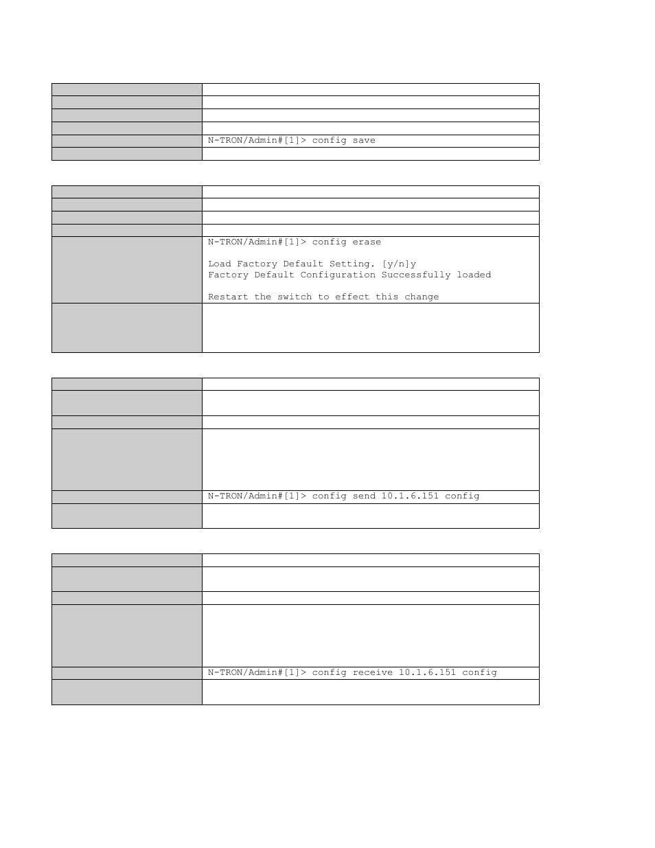 Configuration related commands | N-Tron 9000 User Manual | Page 133 / 145