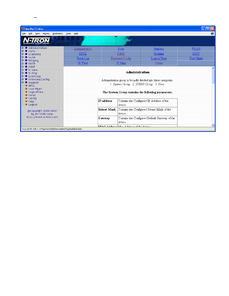 Help – administration | N-Tron 9000 User Manual | Page 79 / 145