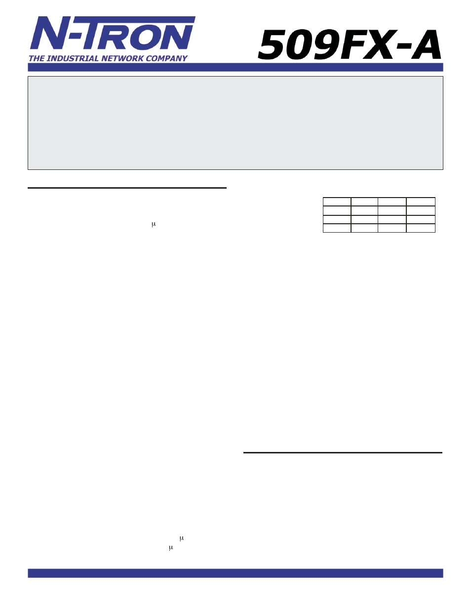 Specifications, Contact information | N-Tron 509FX User Manual | Page 2 / 2