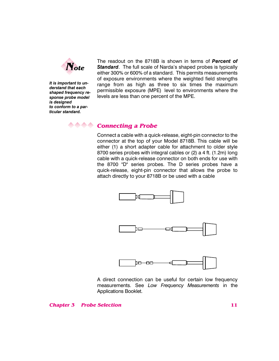 Connecting a probe | NARDA 8718B User Manual | Page 12 / 137