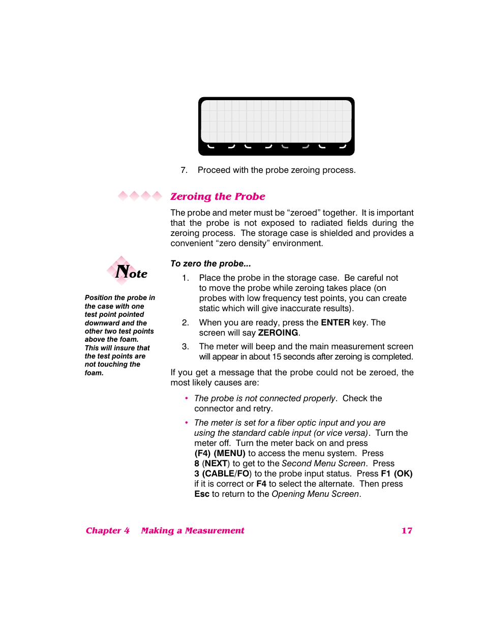 Zeroing the probe | NARDA 8718B User Manual | Page 18 / 137