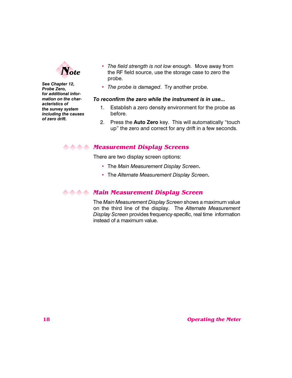 Measurement display screens | NARDA 8718B User Manual | Page 19 / 137