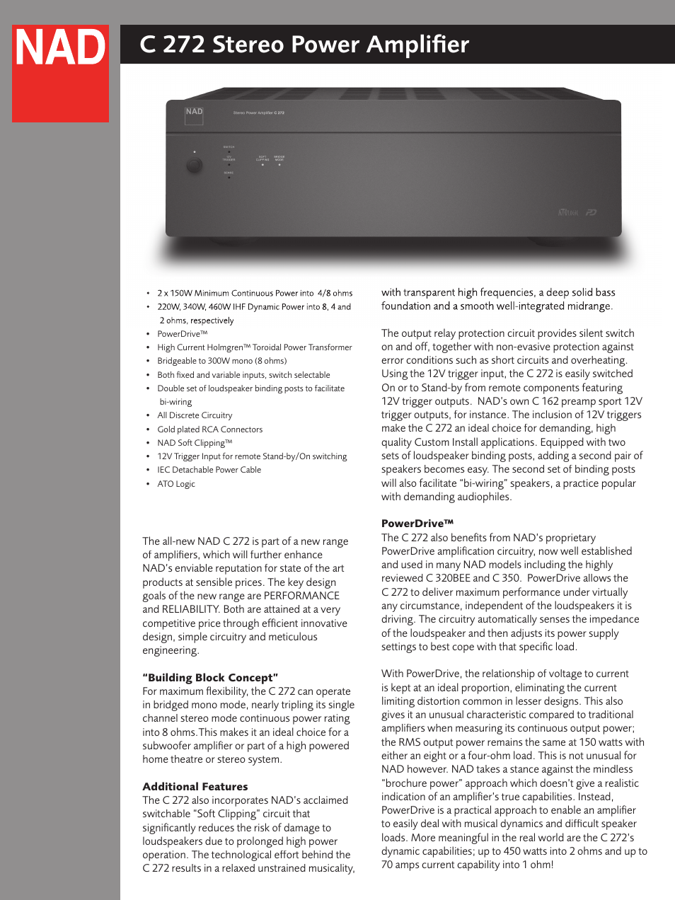 NAD C272 User Manual | 2 pages