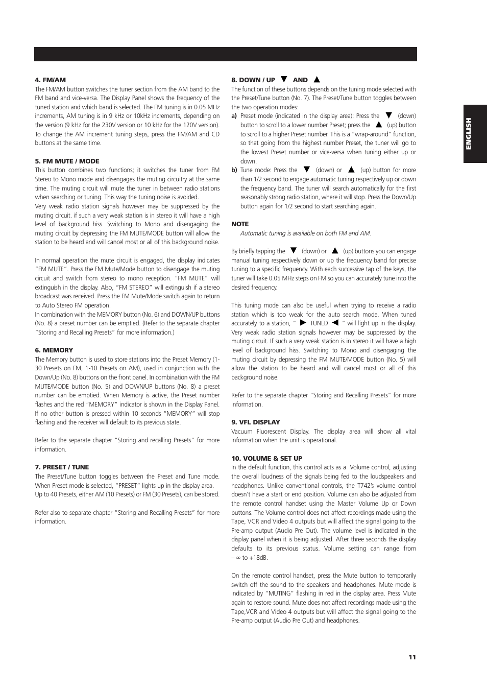 NAD T742 User Manual | Page 11 / 20