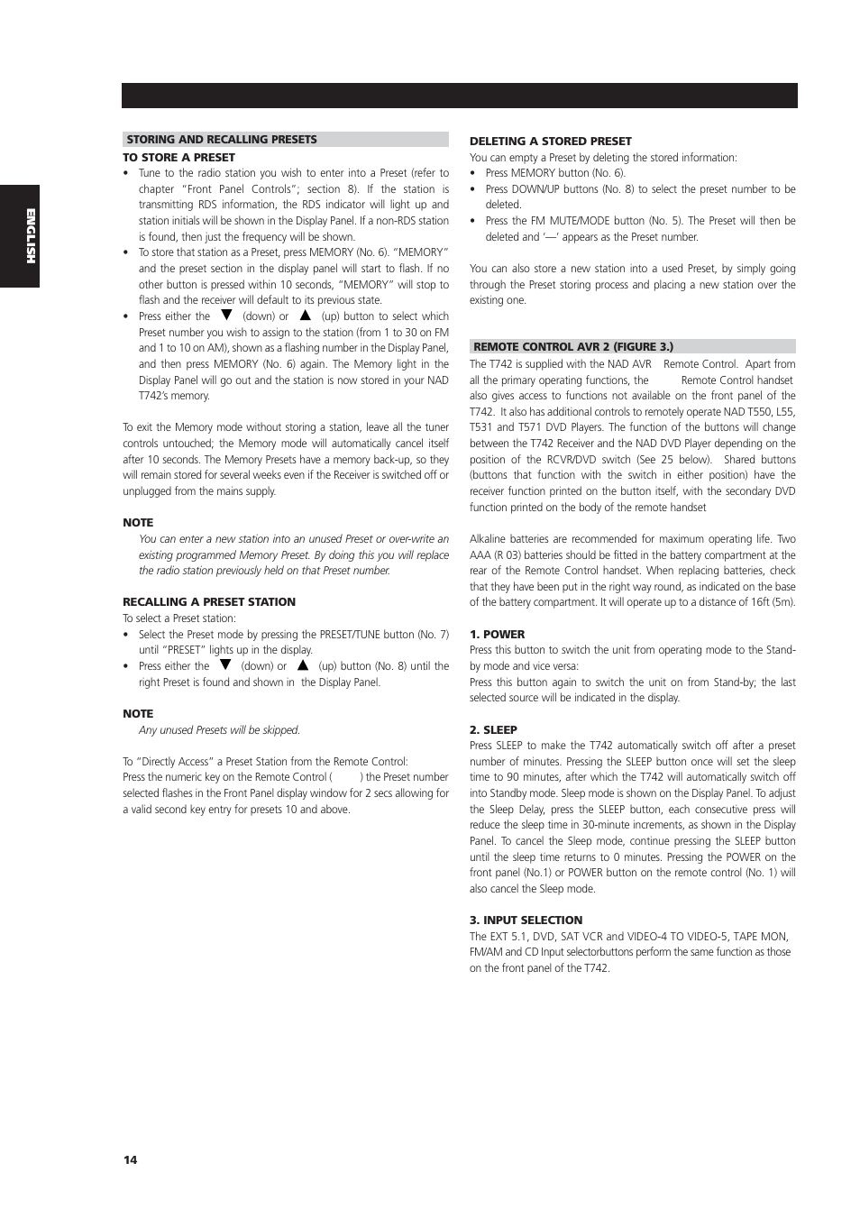 NAD T742 User Manual | Page 14 / 20
