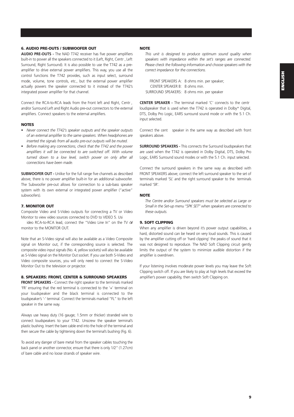 NAD T742 User Manual | Page 9 / 20