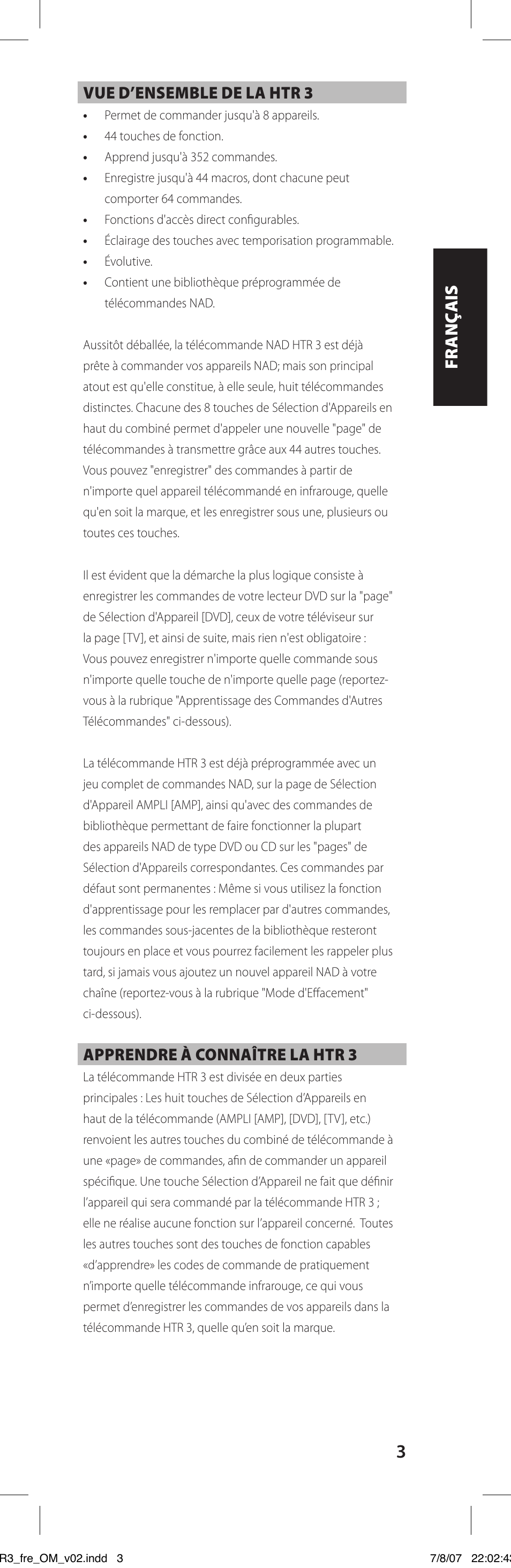 NAD HTR-3 User Manual | Page 11 / 72