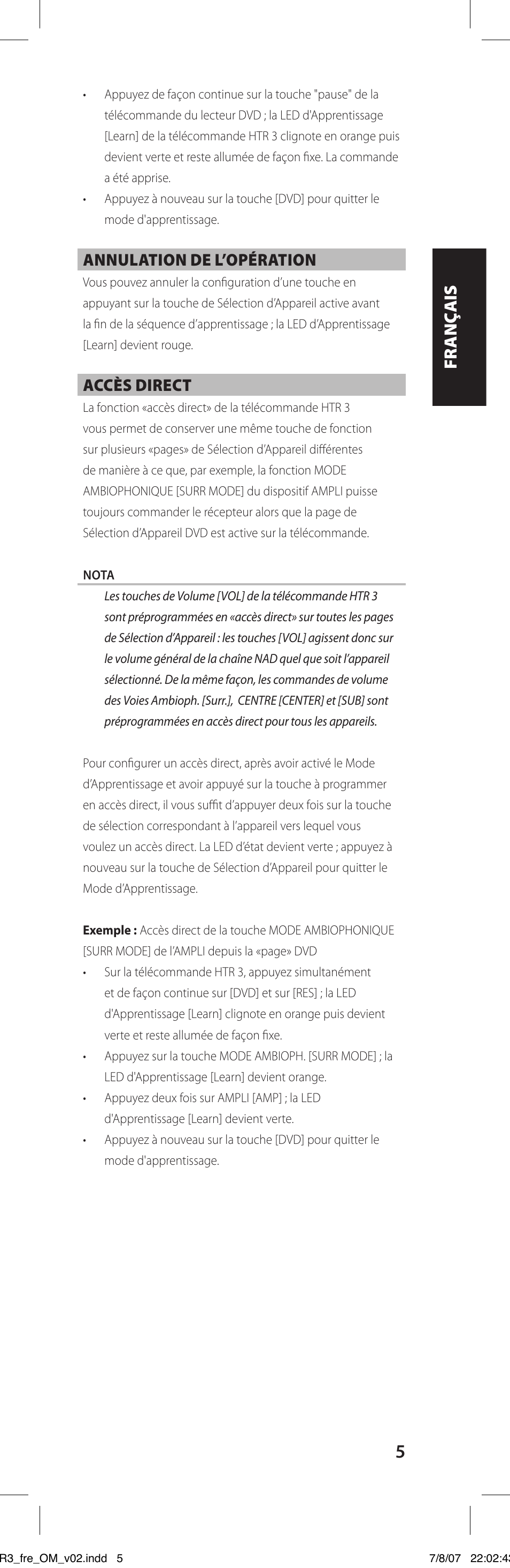 NAD HTR-3 User Manual | Page 13 / 72