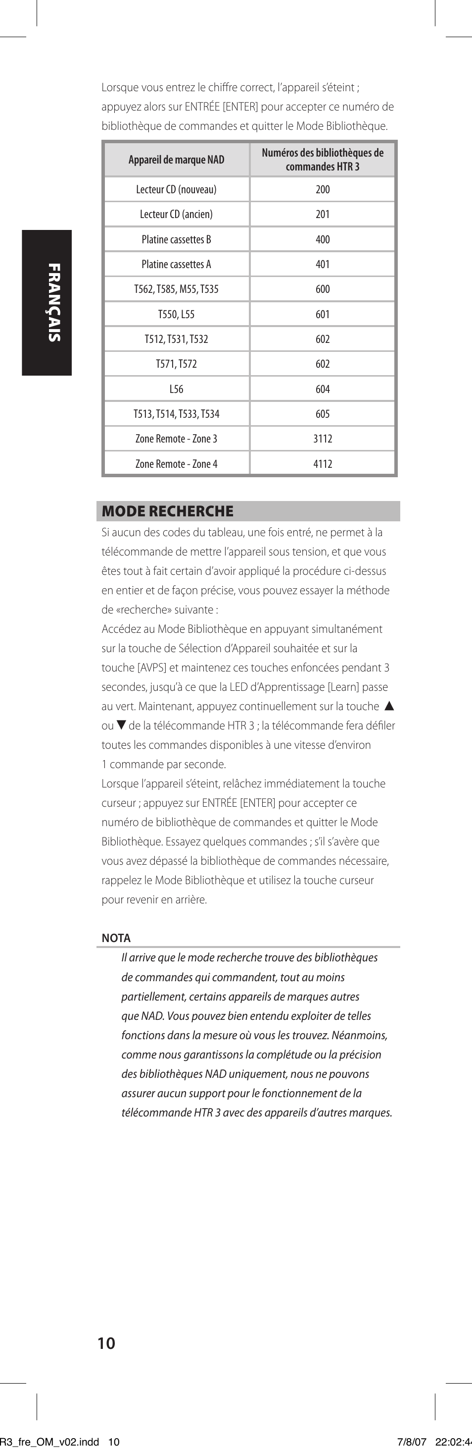 NAD HTR-3 User Manual | Page 18 / 72