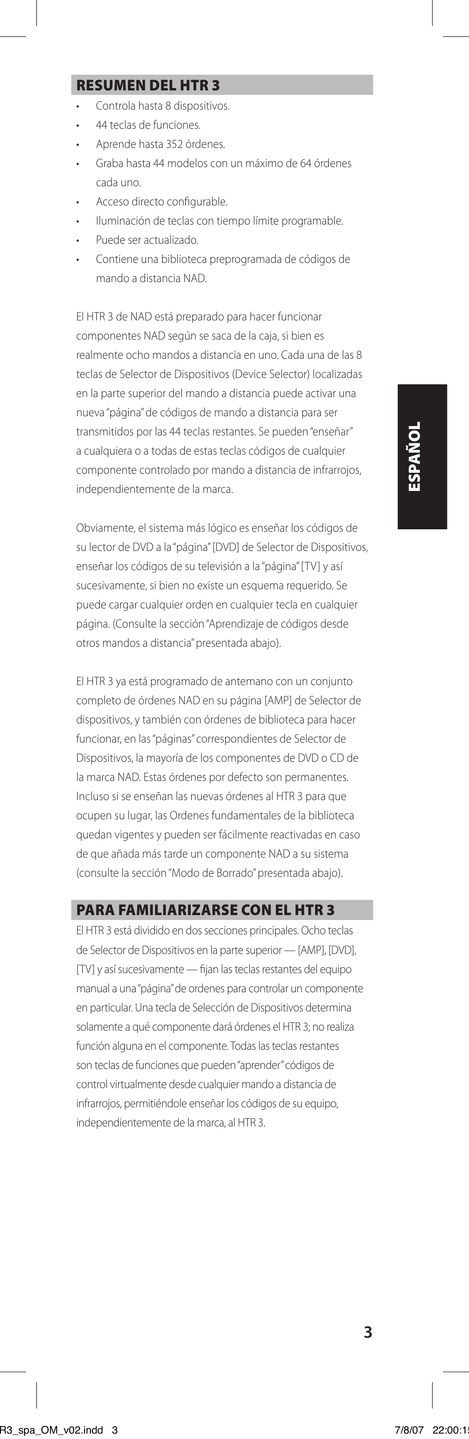 NAD HTR-3 User Manual | Page 21 / 72