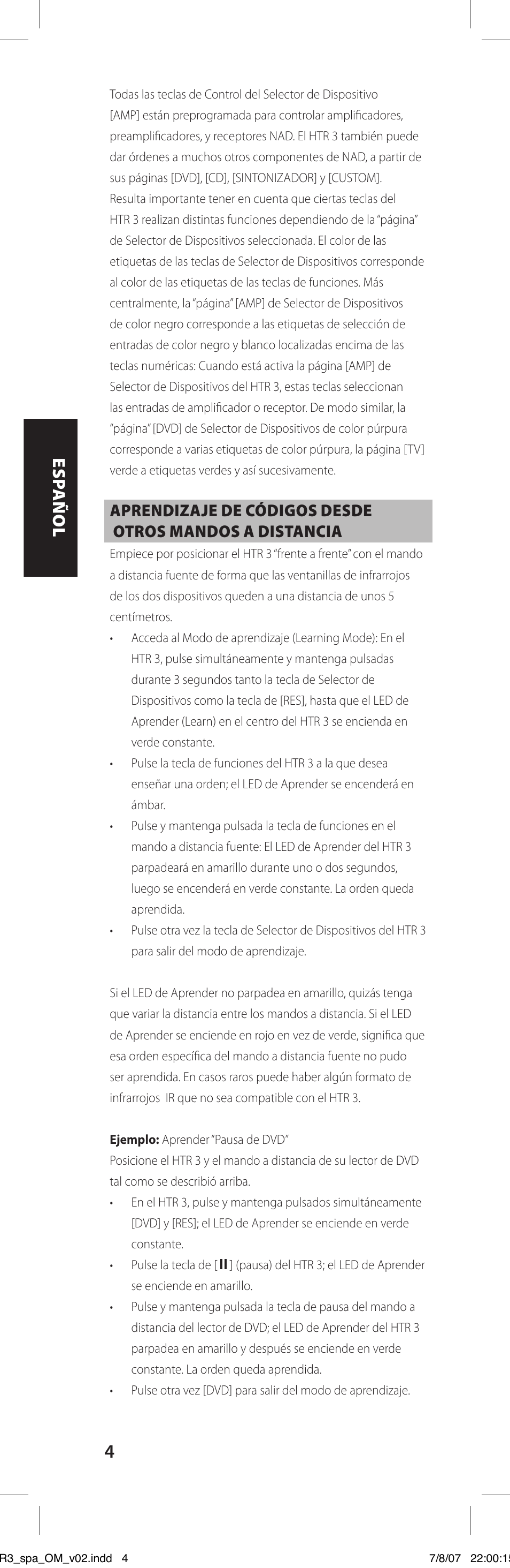 NAD HTR-3 User Manual | Page 22 / 72