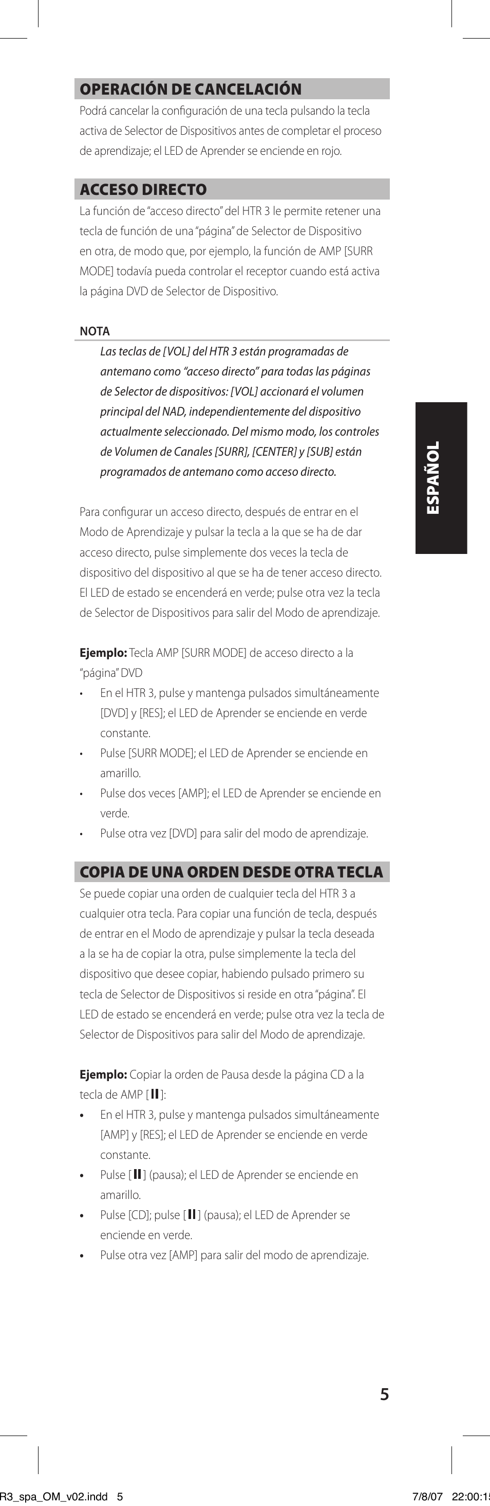 NAD HTR-3 User Manual | Page 23 / 72