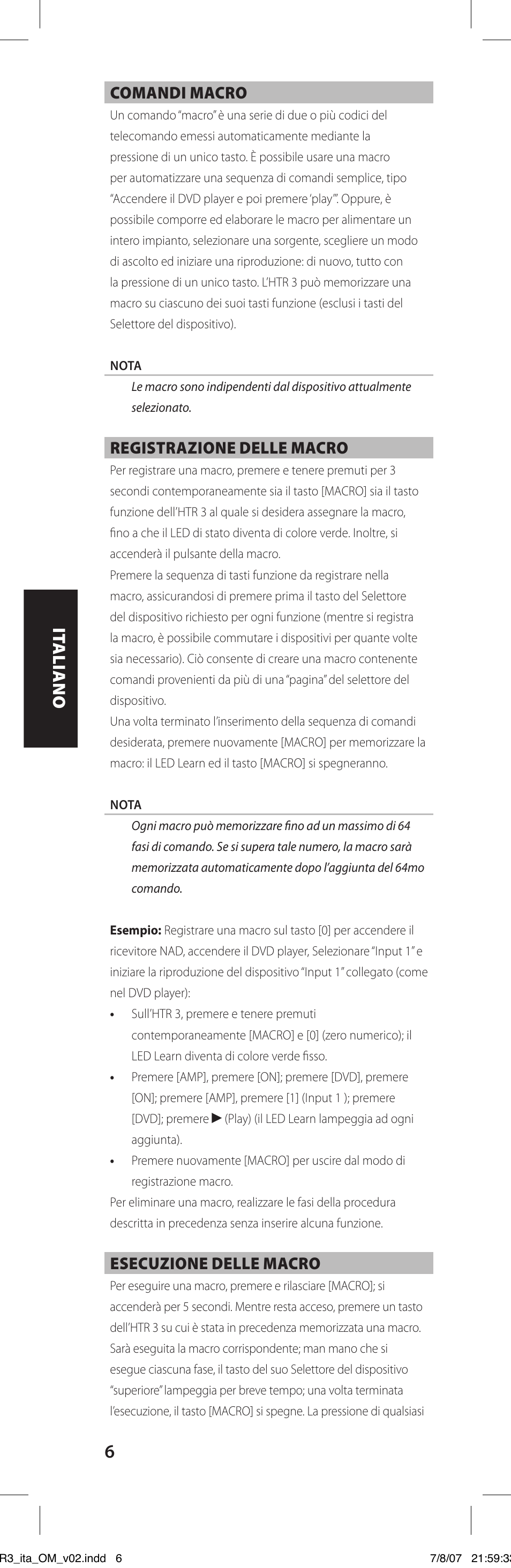 NAD HTR-3 User Manual | Page 34 / 72