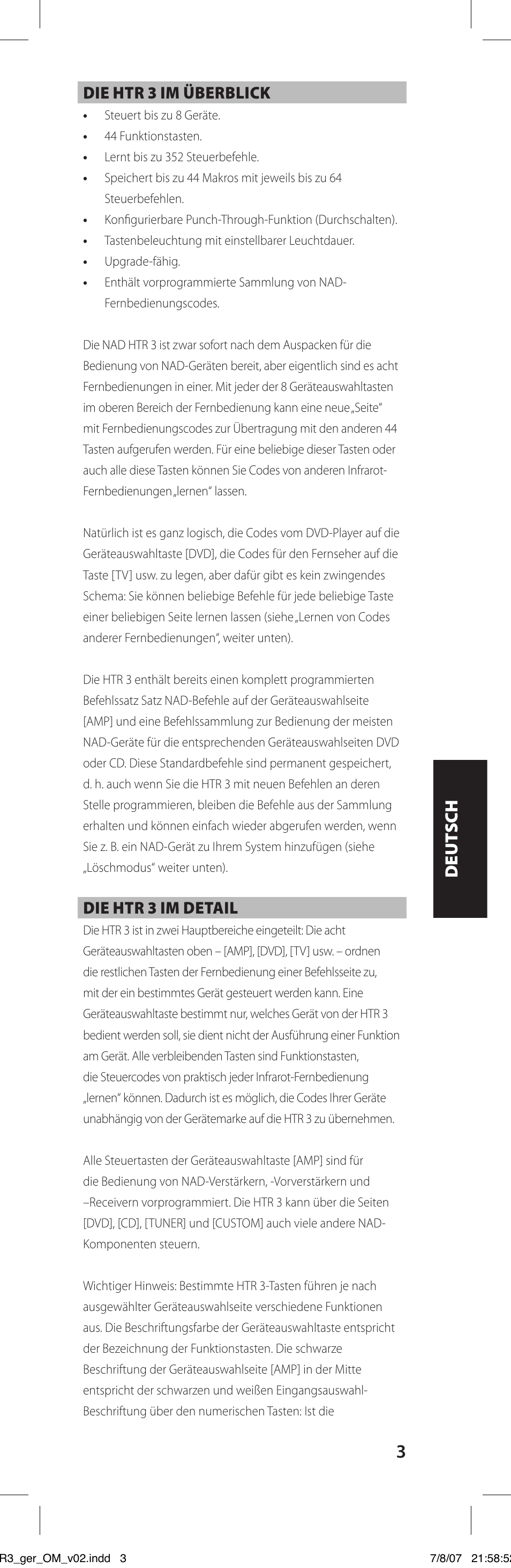 NAD HTR-3 User Manual | Page 39 / 72