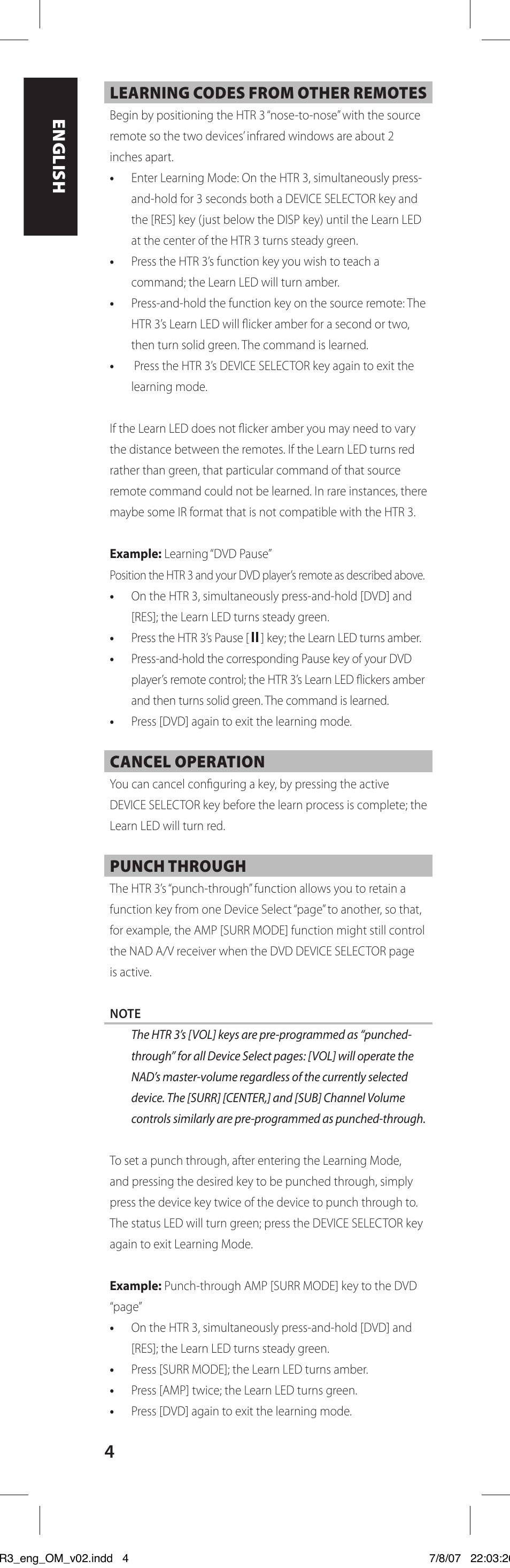 NAD HTR-3 User Manual | Page 4 / 72
