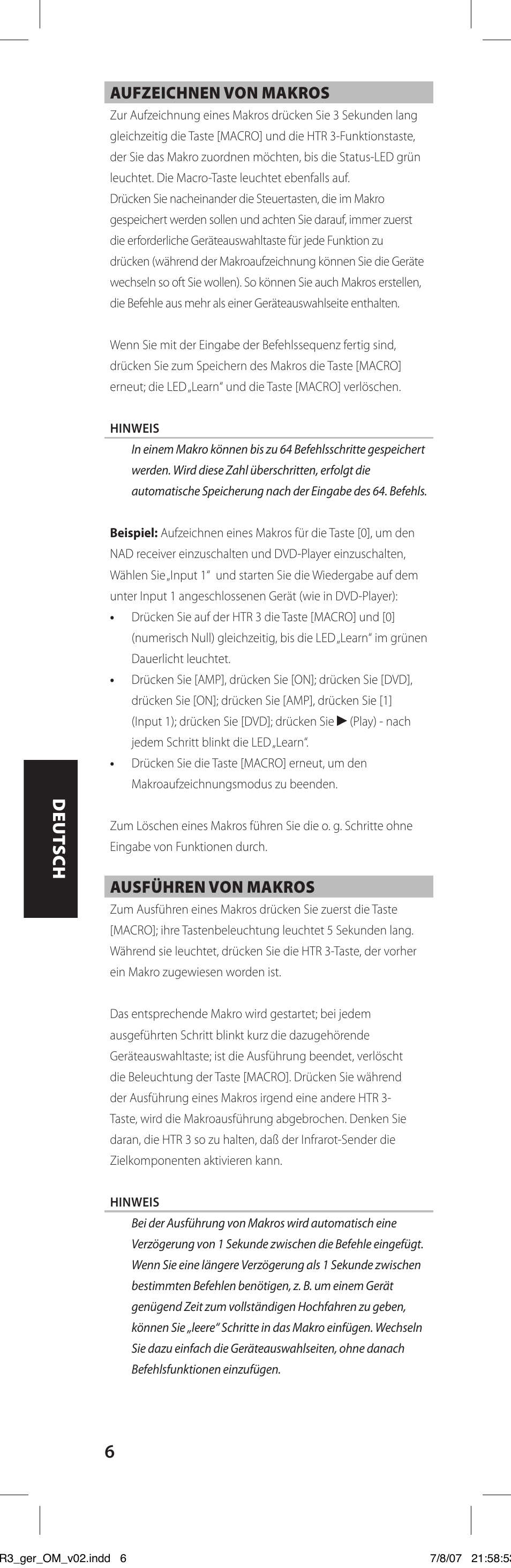 NAD HTR-3 User Manual | Page 42 / 72