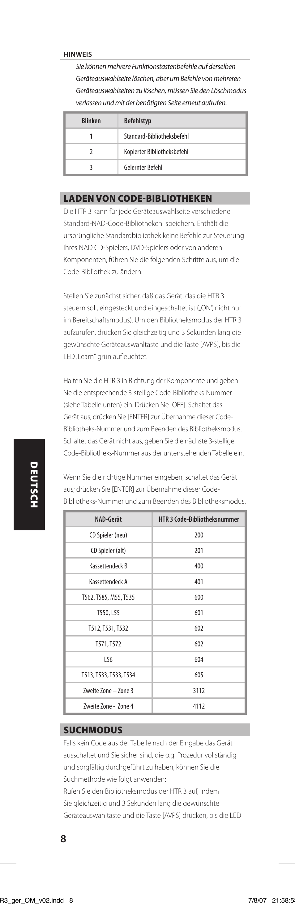 NAD HTR-3 User Manual | Page 44 / 72