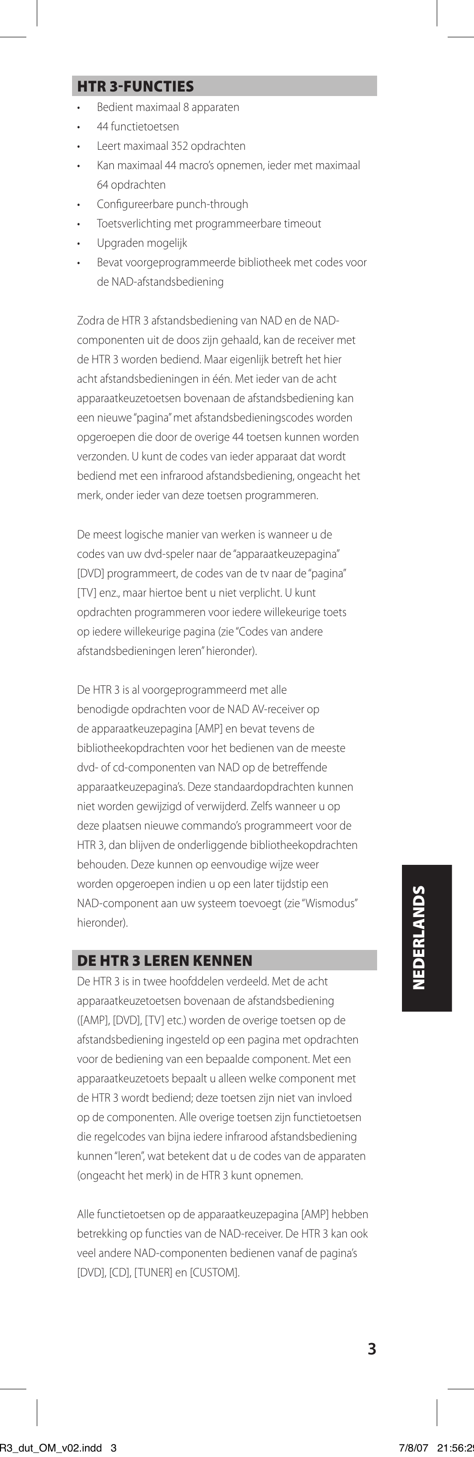 NAD HTR-3 User Manual | Page 47 / 72