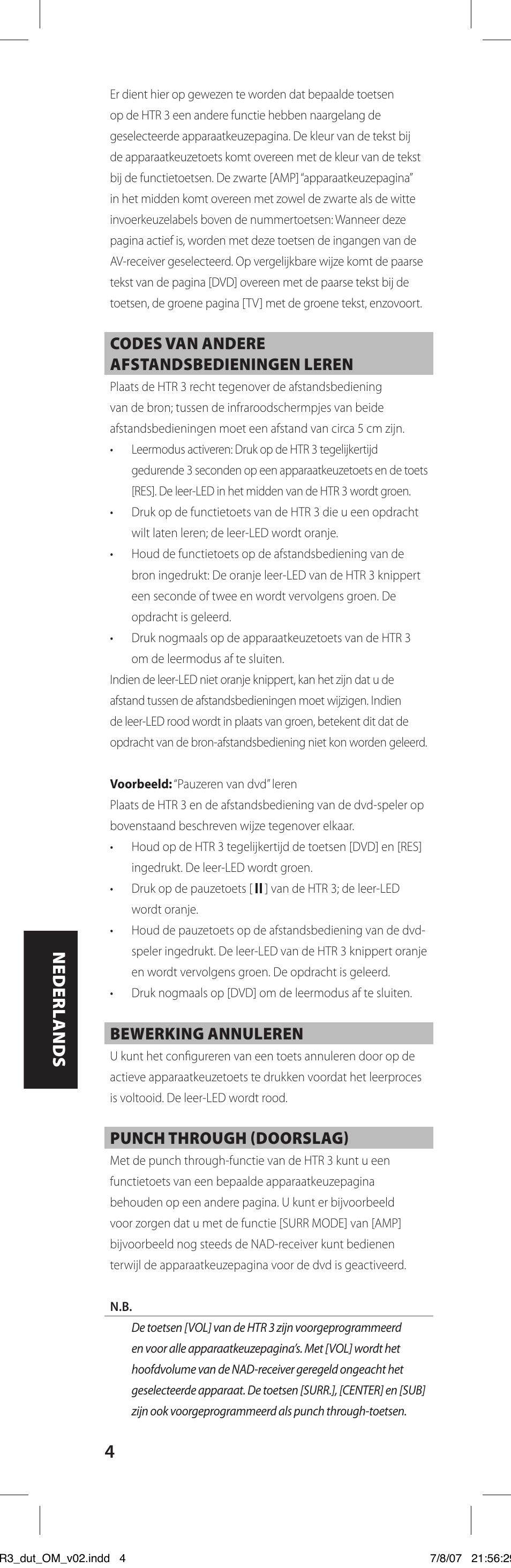 NAD HTR-3 User Manual | Page 48 / 72