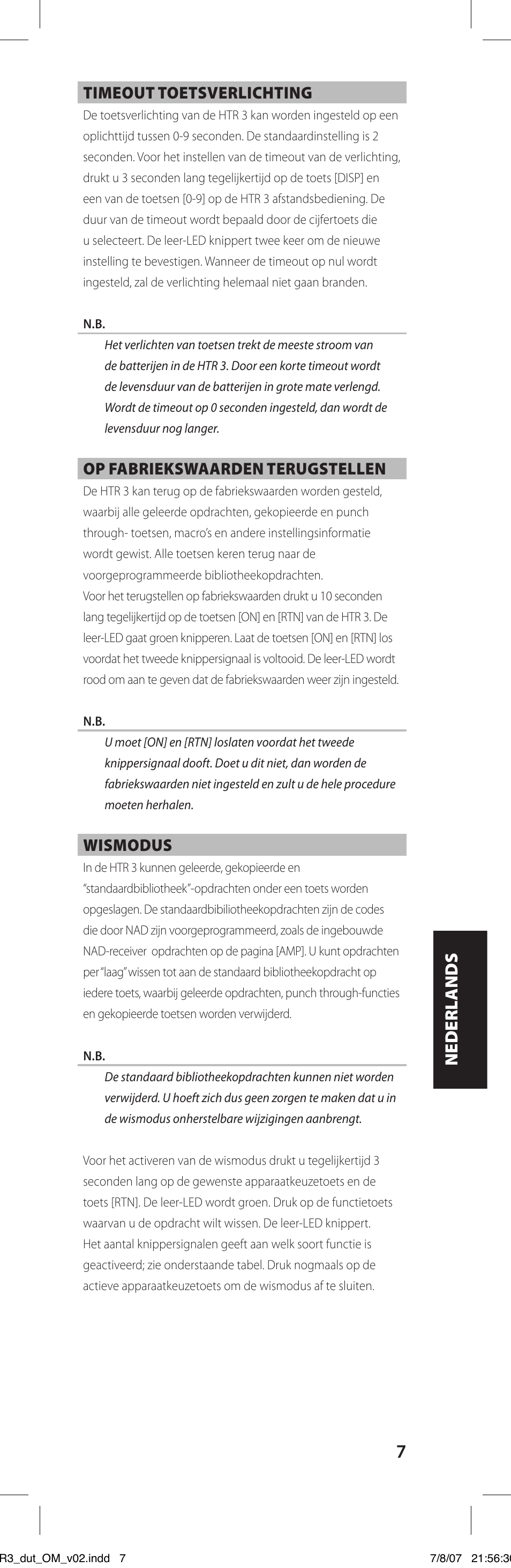 NAD HTR-3 User Manual | Page 51 / 72