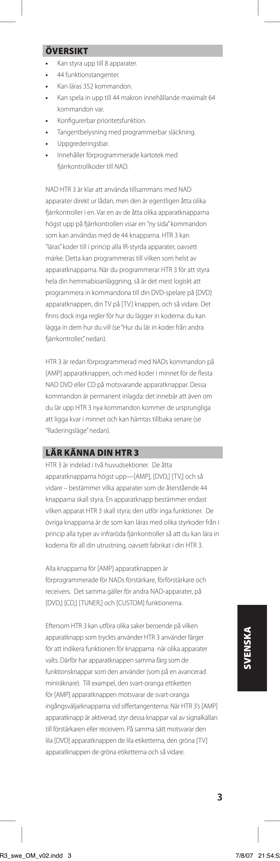 NAD HTR-3 User Manual | Page 55 / 72