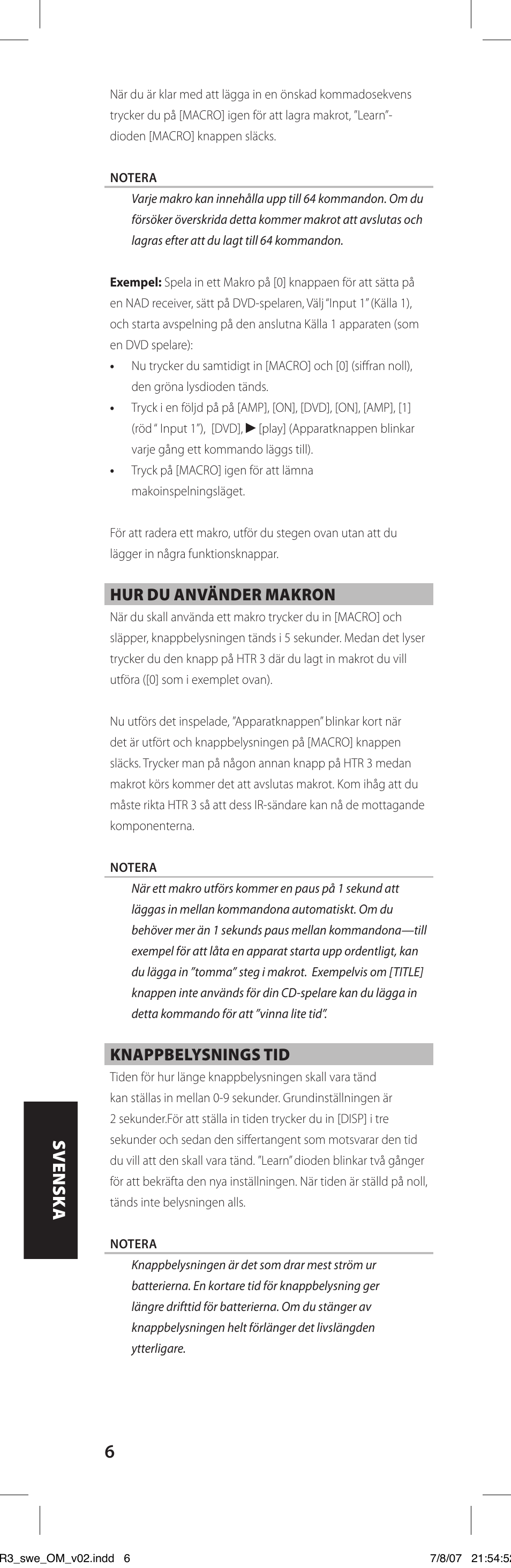 NAD HTR-3 User Manual | Page 58 / 72