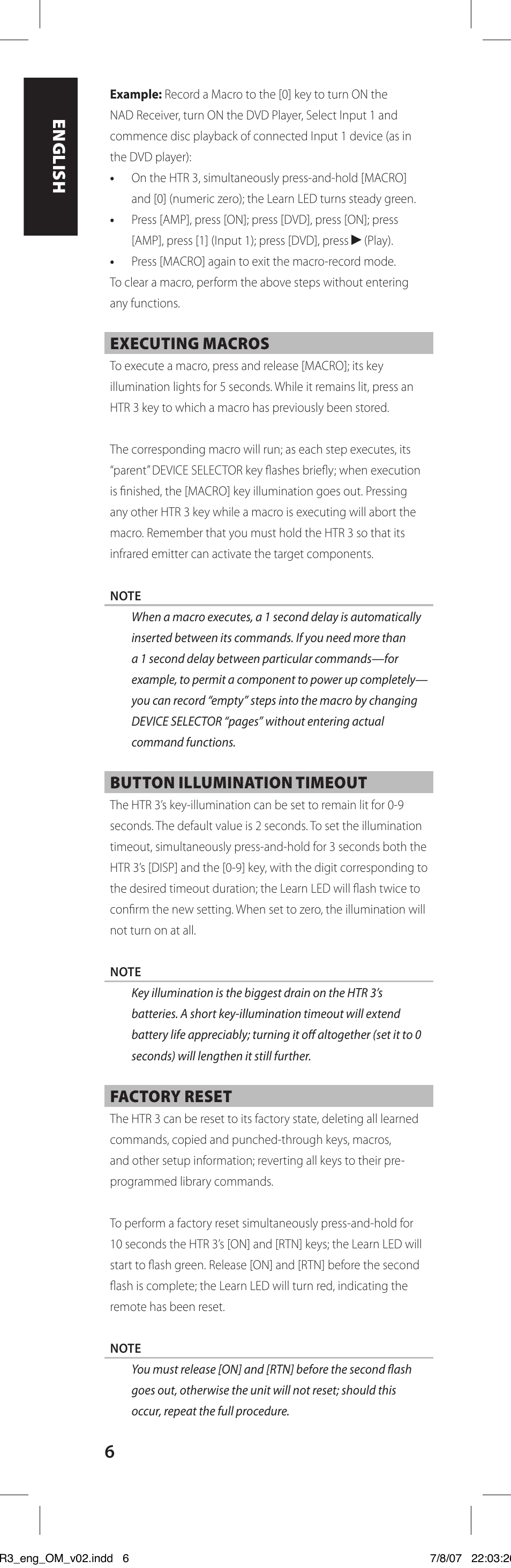 NAD HTR-3 User Manual | Page 6 / 72