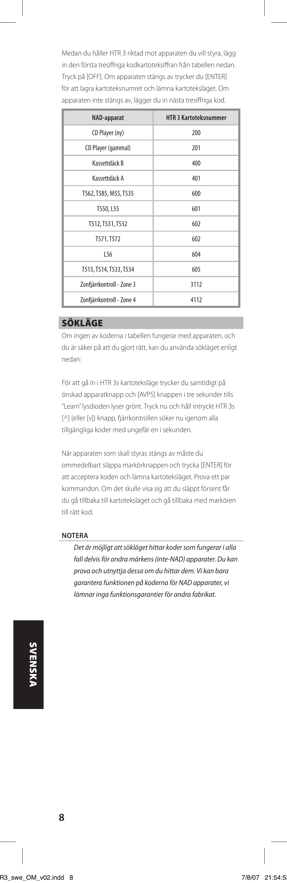 NAD HTR-3 User Manual | Page 60 / 72