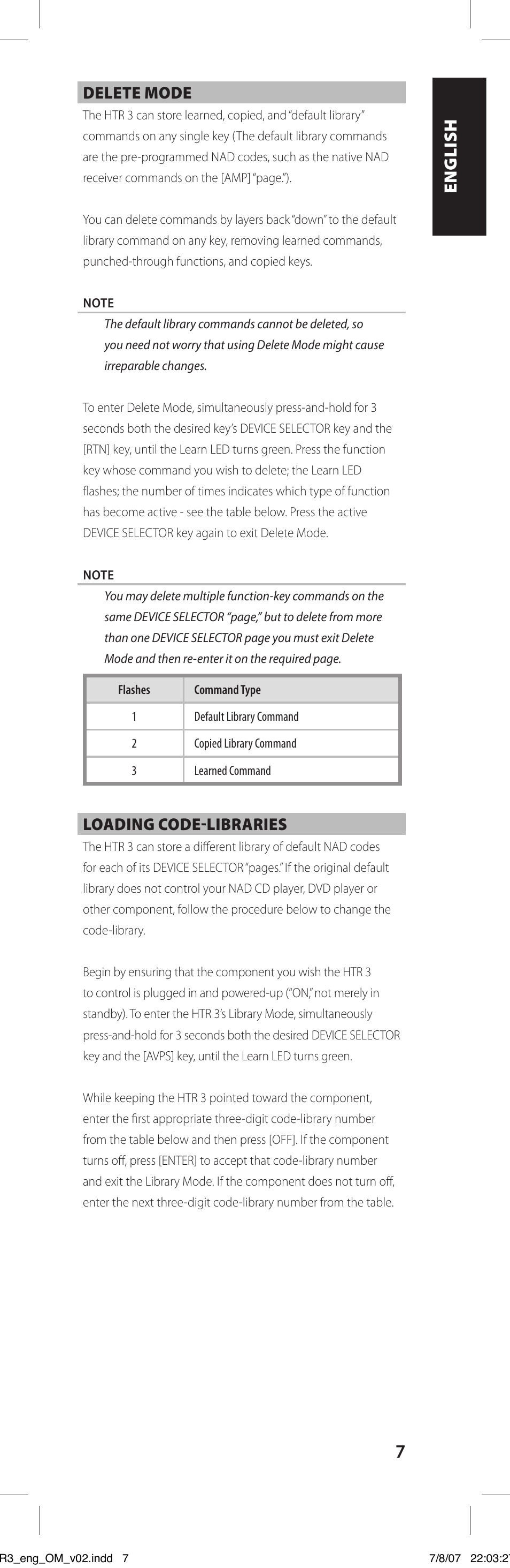 NAD HTR-3 User Manual | Page 7 / 72