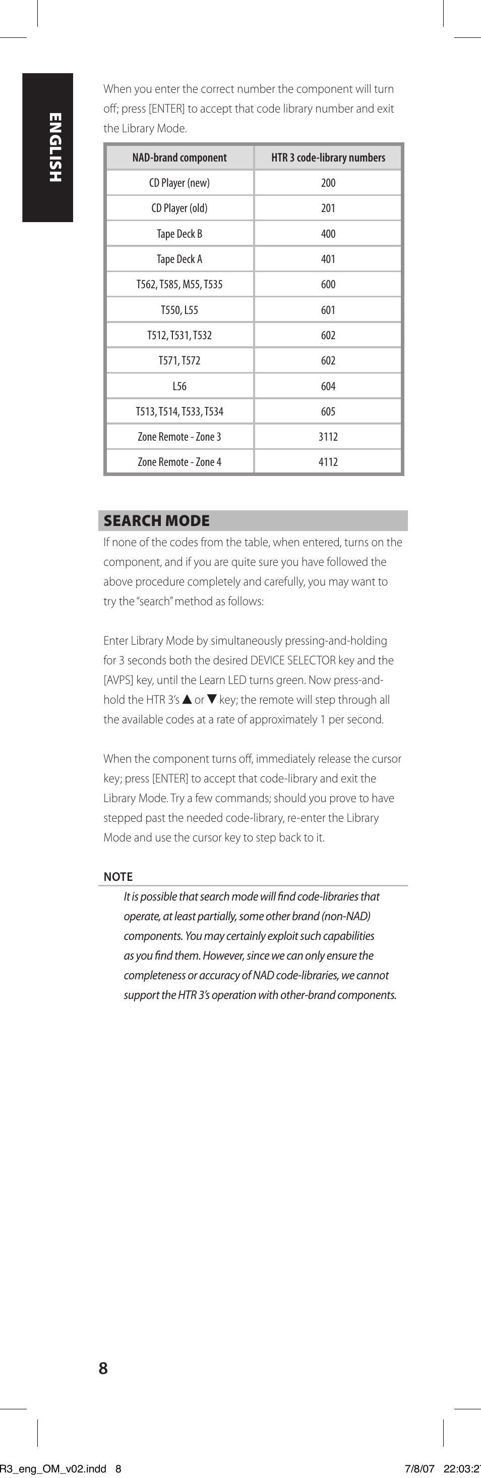 NAD HTR-3 User Manual | Page 8 / 72