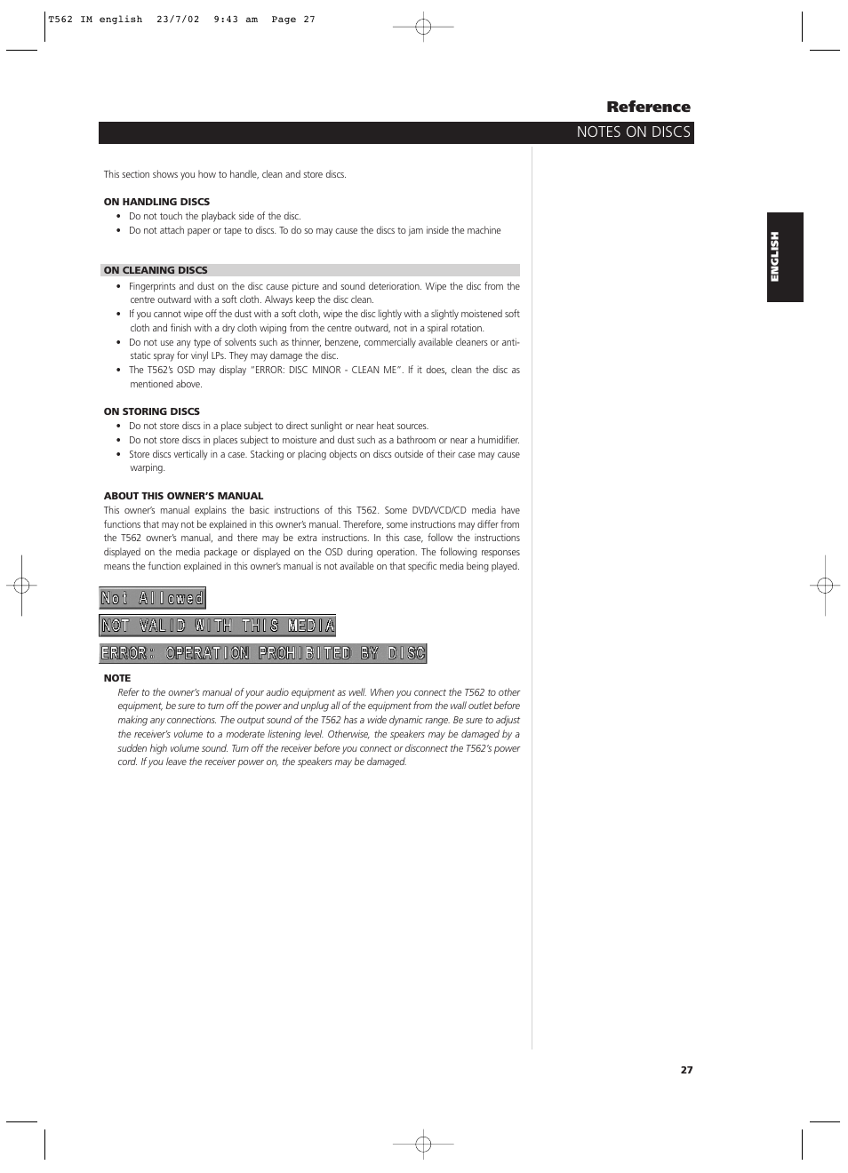 NAD T562 User Manual | Page 27 / 34