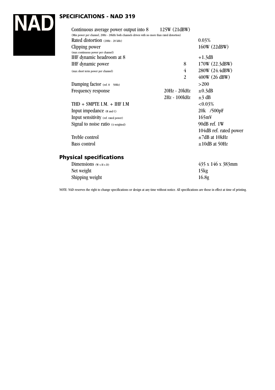 NAD 319 User Manual | Page 2 / 2
