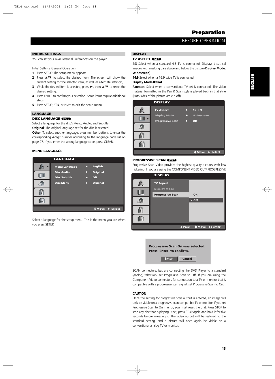 Before operation preparation | NAD T 514DVD User Manual | Page 13 / 30