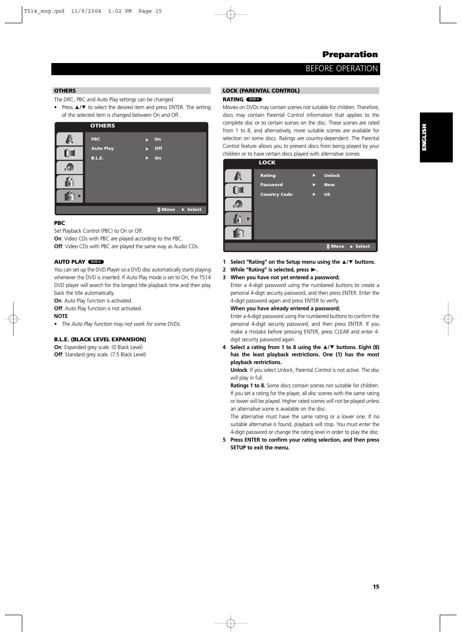 Before operation preparation | NAD T 514DVD User Manual | Page 15 / 30