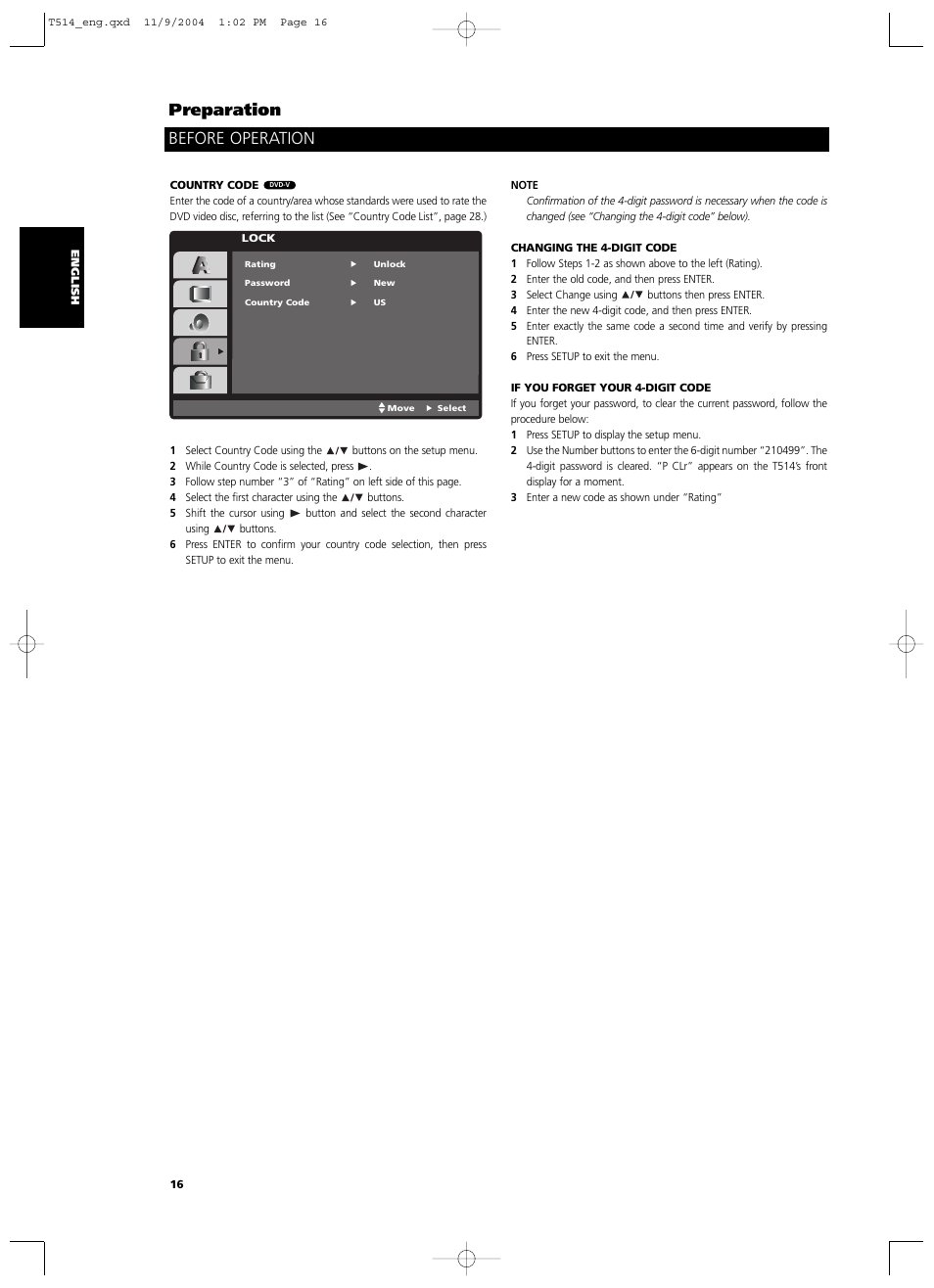 Before operation preparation | NAD T 514DVD User Manual | Page 16 / 30