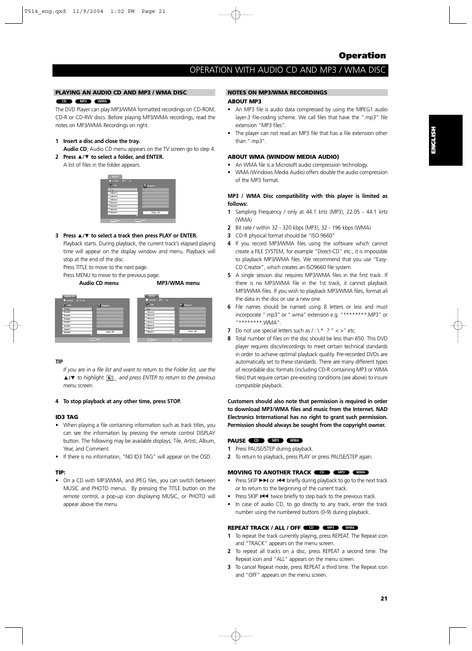 NAD T 514DVD User Manual | Page 21 / 30
