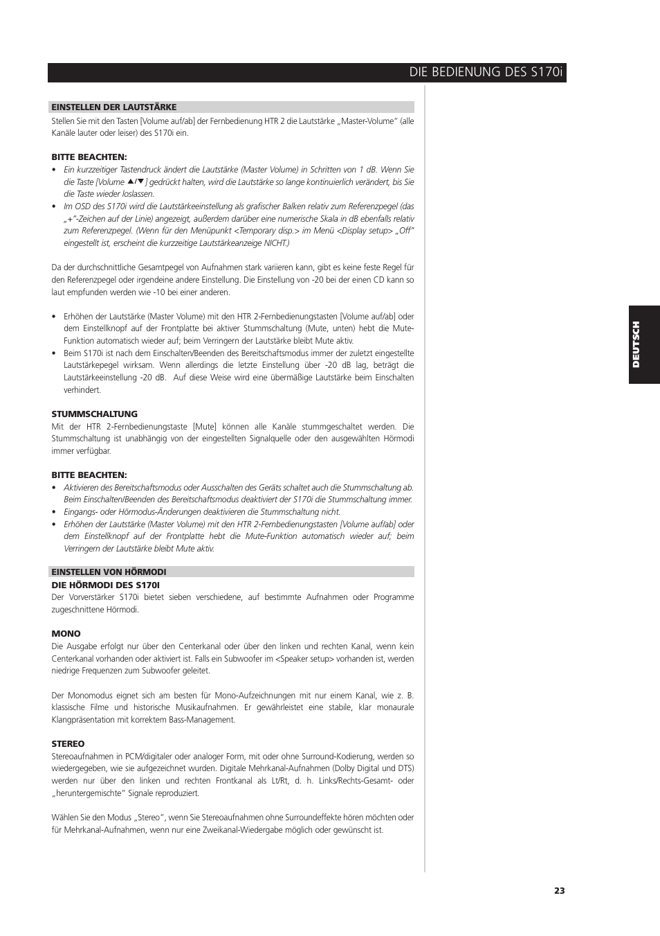 Die bedienung des s170i | NAD S170iAV User Manual | Page 105 / 164