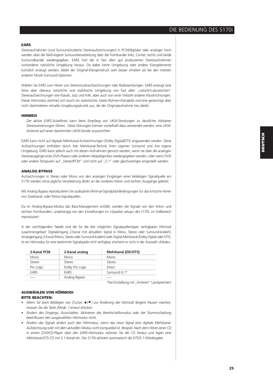 Die bedienung des s170i | NAD S170iAV User Manual | Page 107 / 164