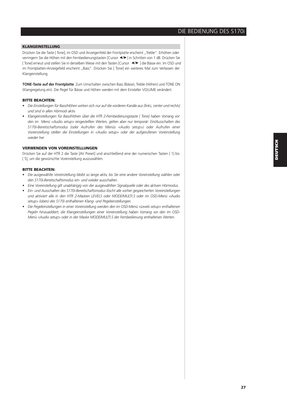 Die bedienung des s170i | NAD S170iAV User Manual | Page 109 / 164