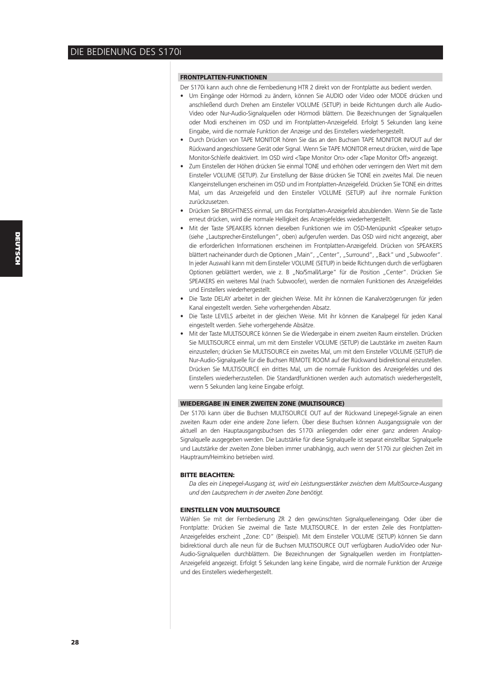 Die bedienung des s170i | NAD S170iAV User Manual | Page 110 / 164