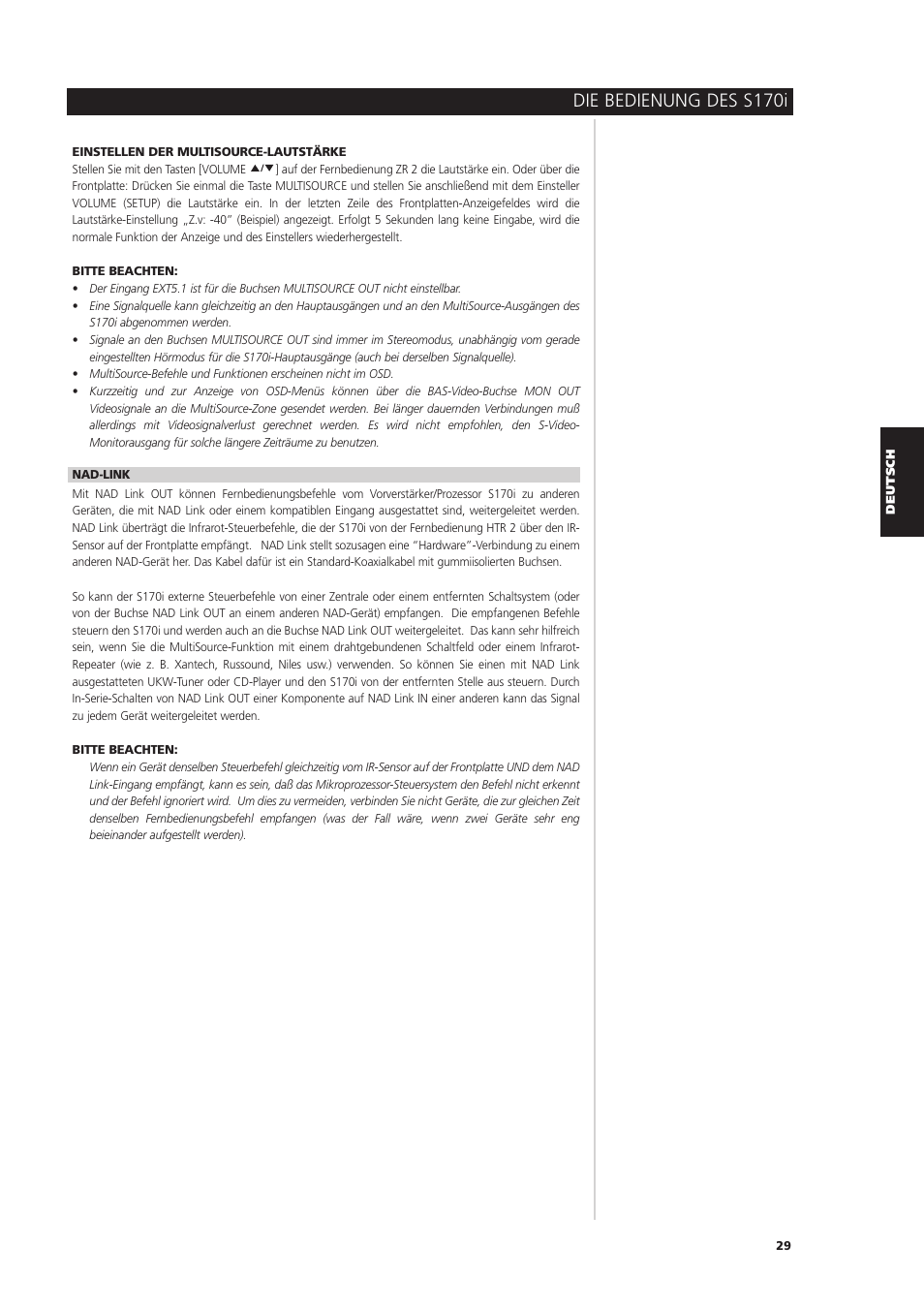 Die bedienung des s170i | NAD S170iAV User Manual | Page 111 / 164