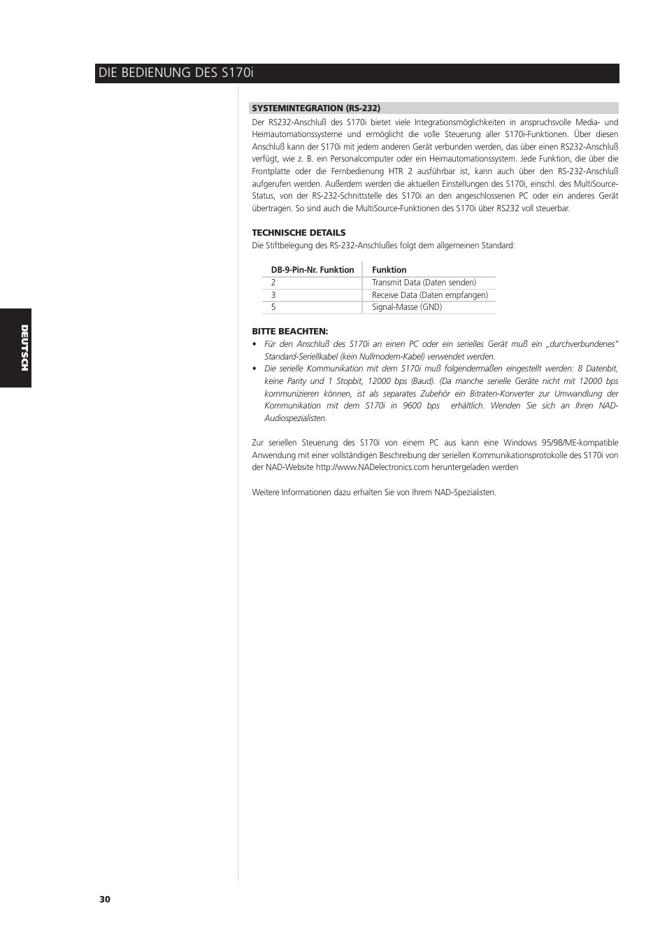 Die bedienung des s170i | NAD S170iAV User Manual | Page 112 / 164