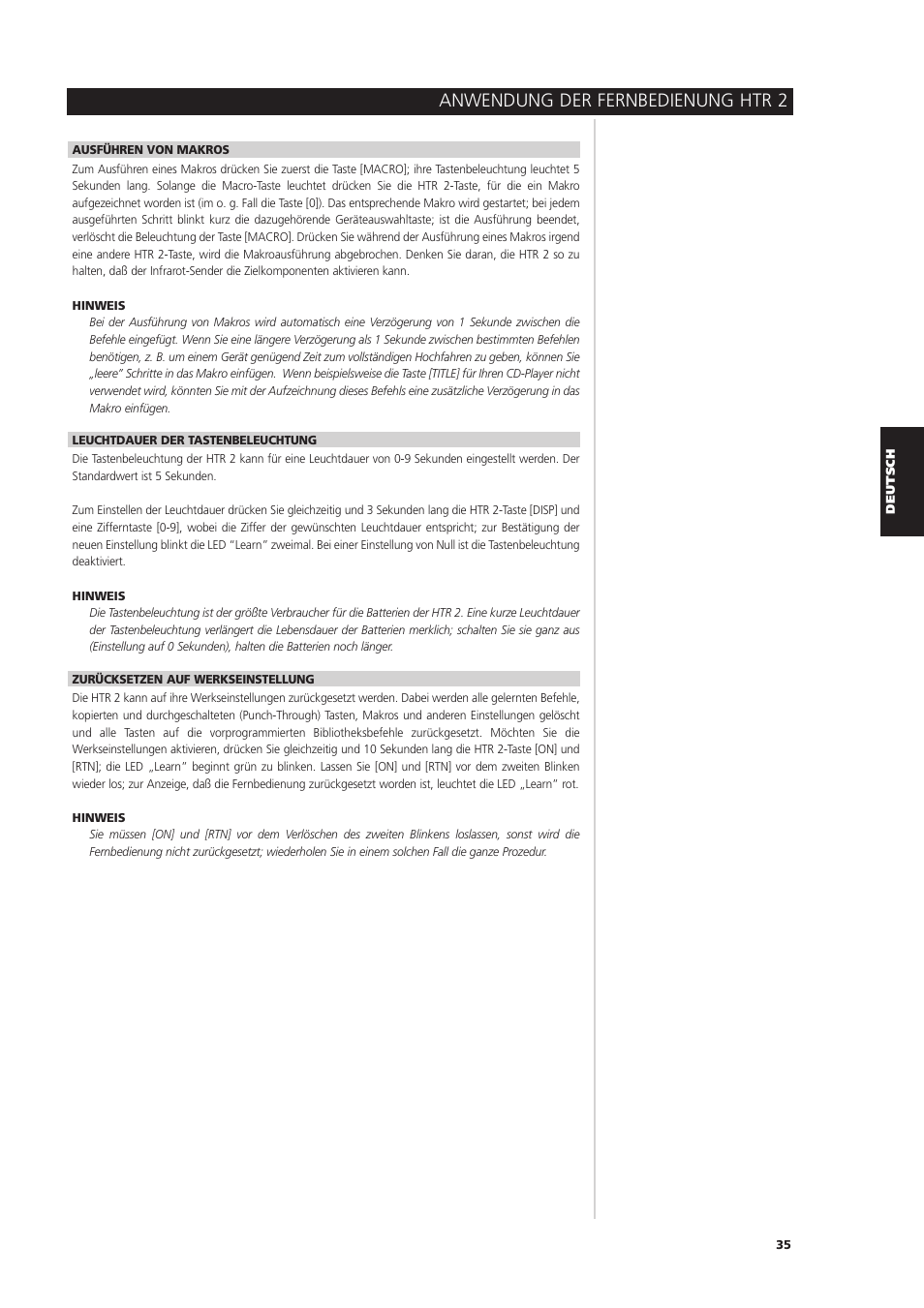 Anwendung der fernbedienung htr 2 | NAD S170iAV User Manual | Page 117 / 164