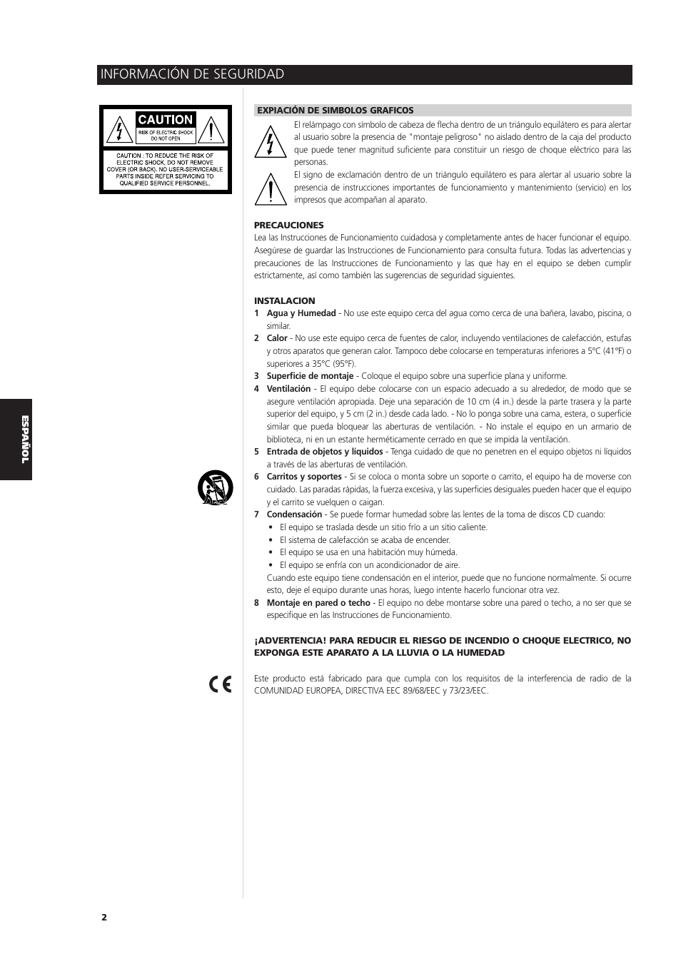 Información de seguridad | NAD S170iAV User Manual | Page 124 / 164