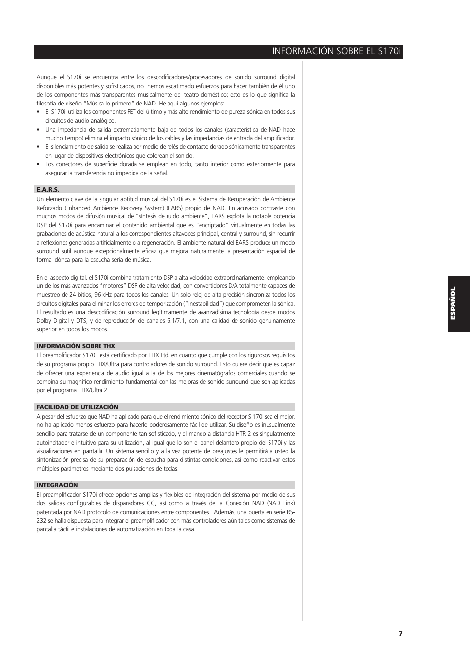 Información sobre el s170i | NAD S170iAV User Manual | Page 129 / 164