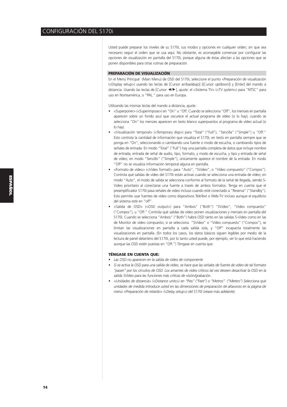 Configuración del s170i | NAD S170iAV User Manual | Page 136 / 164