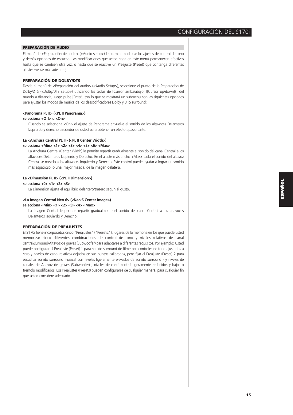 Configuración del s170i | NAD S170iAV User Manual | Page 137 / 164